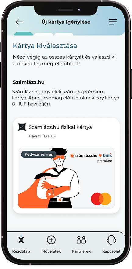 BinX app kártyaigénylés